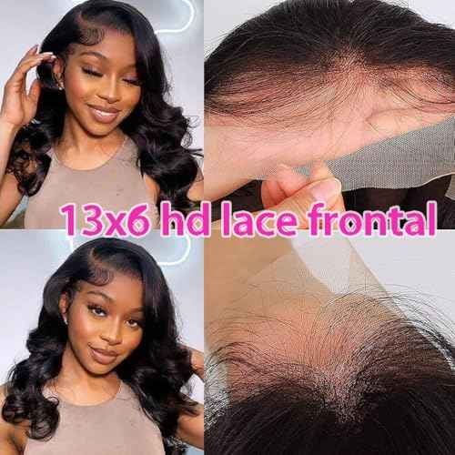 16 Inch 13x6 Frontal Hd Lace Human Hair Body Wave Frontal Ear to Ear Lace Closure Only with Baby Hair 100% Human Hair Natural Color