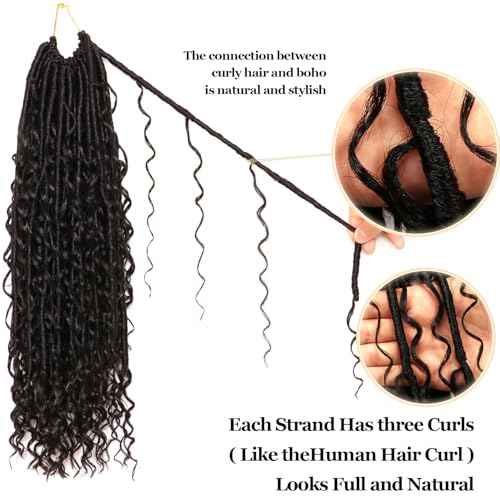 8 Packs Goddess Faux Locs Crochet Hair-18 Inch Boho Soft Locs Crochet Hair for Black Women (#1B, 18 Inch(Pack of 8))
