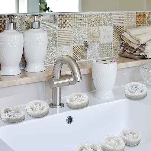 Bokon 120 Pcs Natural Loofah Slices for Soap Making Bulk Reusable Natural Loofah Sponge Organic Exfoliating Bath Shower Luffa Small Scrubber, Bright White