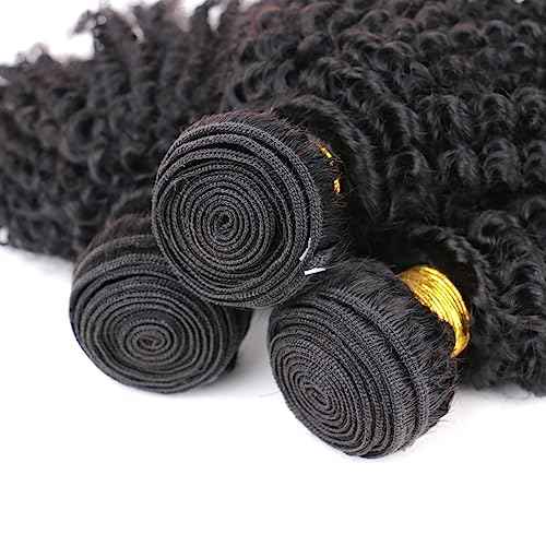 Afro Kinky Curly Bundles Human Hair 3 Bundle Natural Color 18 20 22 Inch 4B 4C Afro Curly Weave Hair for Black Women Natural Black Hair Extensions