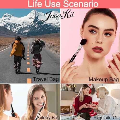 JOVAKIT Square Makeup Bag Cute Cosmetic Bag for Women, Floral Coquette Aesthetic Toiletry Bag, Zipper Make Up Pouch, Travel Make Up Organizer Bag (Pink Floral)