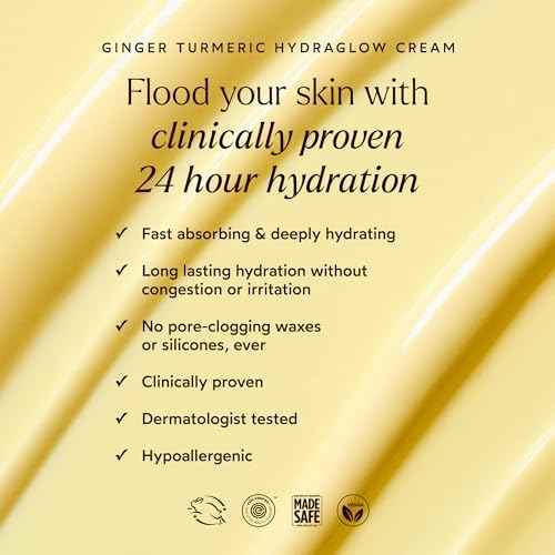 True Botanicals - Ginger Turmeric Hydraglow Cream | Non-Toxic, Cruelty-Free | Hypoallergenic | Lightweight, Long Lasting Hydration, Age-Correcting Antioxidants | MADE Safe (1.7 oz | 50 ml)
