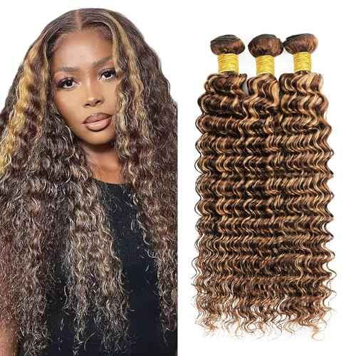 P427 Honey Blonde Human Hair Bundles Deep Wave Bundles 28 30 32 Inch Unprocessed Brazilian Virgin Remy Hair 3 Bundle Blonde Deep Wave Bundle Human Hair Extensions