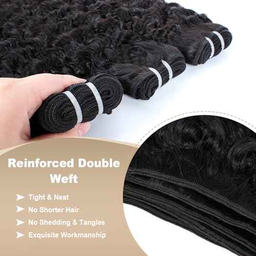 Burmese Curly Bundles Human Hair 16 Inch 12A Deep Wave 1 Bundle 100% Unprocessed Quick Weave 3c4a Water Wave Bundles with Spiral Curly End Real Human Hair Extensions Natural Black