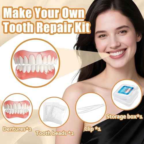 Moldable False Teeth, Veneers Teeth for Women and Men, Upper and Lower Matching Set Tooth Repair Kit, Fix Your Smile at Home Within Minutes, 1PCS-Q