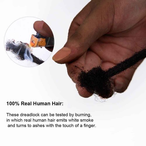 FAMILOCS 12 Inch 10 Strands 100％ Real Dreadlock Extensions Human Hair for Women/Men 0.4cm Width Handmade Loc Extensions Human Hair with Needle and Comb, Can Be Dyed, Curled and Bleached