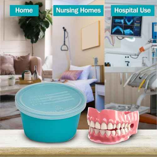 Denture Cup with Lid - Case of 250 Denture Cases - Retainer and False Teeth Container Bath for Travel, Nursing Home, and Hospital Use