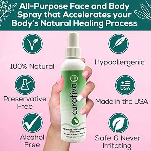 Curativa Bay - .02% Hypochlorous Skin Spray for Clear Skin - New Bundle - 8 Oz Mist Plus 16 Oz Refill (24 Oz)