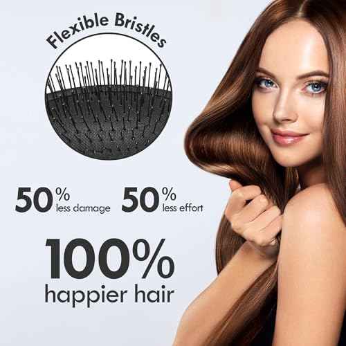 Air Cushion Detangling Hair Brush - 2 Pack Detangler Hairbrush with Ultra Soft Bristles for Effortless Tangle Removal - For Wet Dry Damaged Curly Hair for Women Men Boys Girls Kids - Black & Green