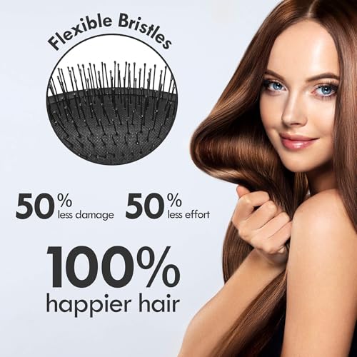 4 Pack Detangling Hair Brush - Air Cushion Detangler Hairbrush with Ultra Soft Bristles for Effortless Tangle Removal For Wet Dry Damaged Curly Fragile Hair for Women Men Boys Girls Adult Kids
