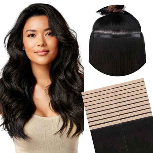GOO GOO Tape in Hair Extensions Human Hair, 1B Natural Black, 8cm Wide Tape, 18inch 20pcs 100g, Tape Weft Hair Extensions, Real Human Hair, Seamless Tape in