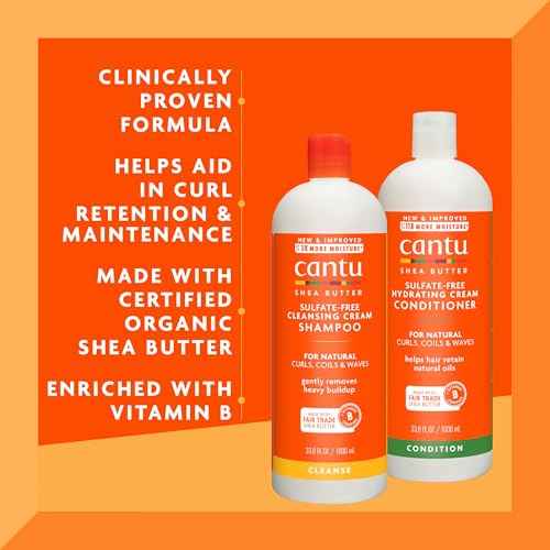Cantu Shampoo & Conditioner with Shea Butter for Natural Hair, 1L (Pack of 2)
