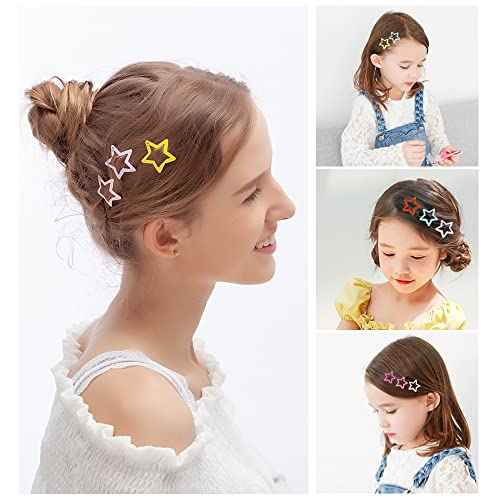 KUBOM 100 Pcs Candy Color Hair Clips,Colorful Hair Barrette Metal Cute Snap Hair Clips for Girls, Toddlers, Kids (Animals Fruits Crowns Stars)