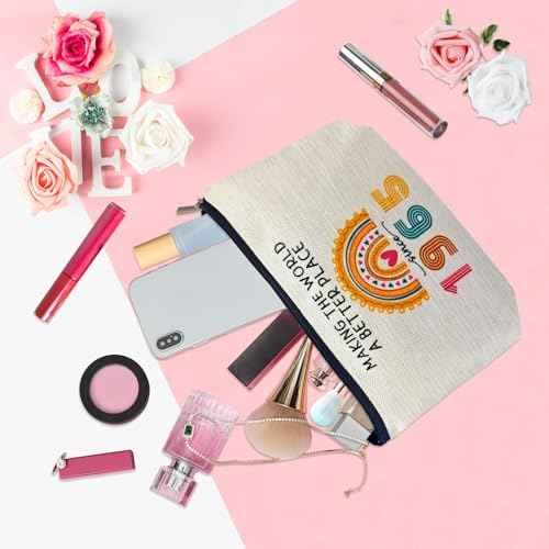 ancpeany 60th Birthday Gifts for Women Her, Happy 60th Birthday Decorations for Wife, Mom, Grandma, Friend, 1965 60 Year Old Gift Ideas Makeup Bag, Mothers Day, Christmas Cosmetic Travel Zipper Pouch