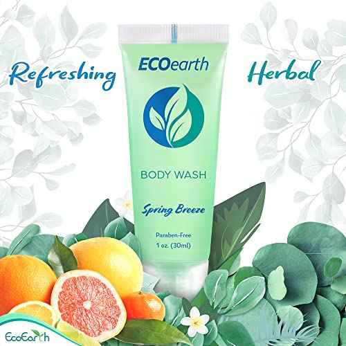 EcoEarth Travel Size Body Wash (1 fl oz, 200 PK, Spring Breeze), Delight Your Guests with a Revitalizing and Refreshing Hotel Body Wash, Quality Mini and Small Size Guest Hotel Toiletries in Bulk