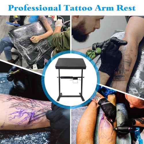 XXL Professional Tattoo Arm Rest Stand - Adjustable Height (26" to 39"), Heavy Duty Steel Base with Detachable Storage Tray & PU Leather Cushion for Tattoo Artists and Studios