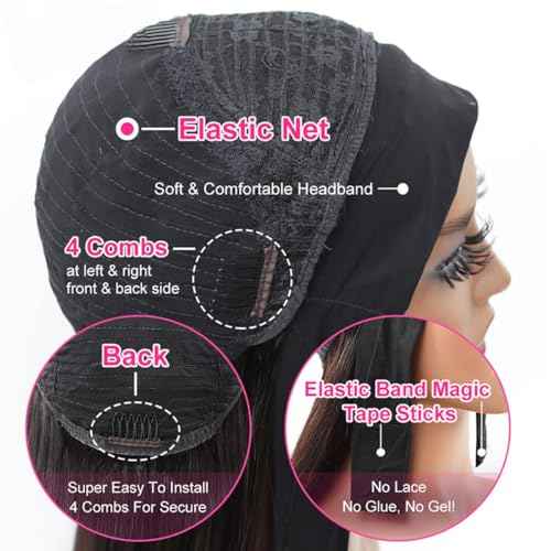 Curly Headband Wig Human Hair 26inch Glueless Deep Wave Human Hair Wigs None Lace Front Wigs for Black Women Water Wave Headband Wig Natural Color