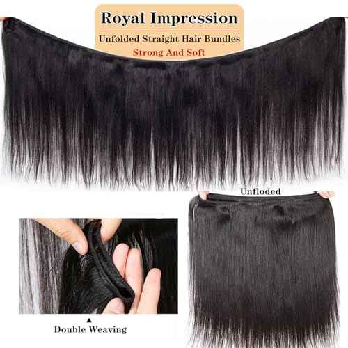 12A Brazilian Straight Bundles Human Hair 16" 18" 20" 300g 100% Unprocessed Virgin Straight Human Hair Bundles Double Weft Quick Weave Hair 3 Bundles Deals Natural Color