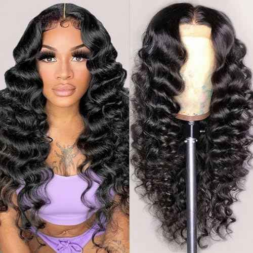Deep Wave Lace Front Wigs Human Hair Glueless Wigs for Women 13x4 HD Transparent Lace Front Wigs Pre Plucked with Baby Hair 200 Density 24 Inch