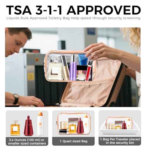 AURUZA Clear Makeup Bag,Portable Travel Toiletry Bags with Zipper, TSA Approved Clear Organizer Bags, PVC Cosmetic Pouch for Airport Airline Compliant