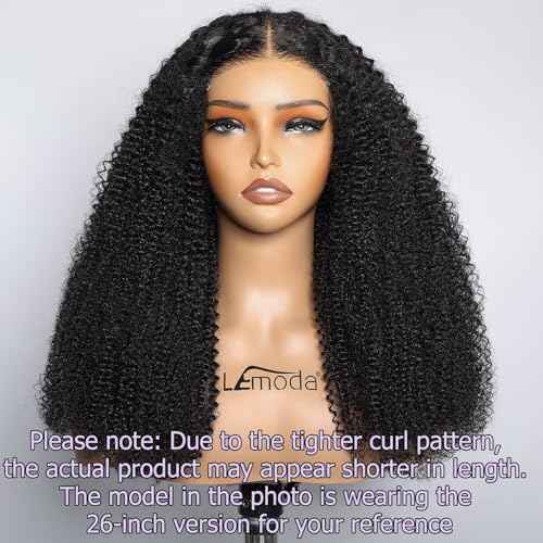 Lemoda 5x5 Wear and Go Burmese Kinky Curly Lace Frontal Human Hair Wigs 210 Density 18Inch Deep Curly 5x5 Pre-Bleached Knots HD Unglueless Transparent Lace Front Wigs For Women