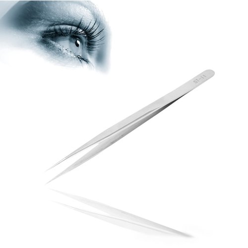 5.51" Stainless Steel Pointed Straight Tweezer, Professional Eyelash Extension Straight Tweezers for Nail Art Hair Eyebrow