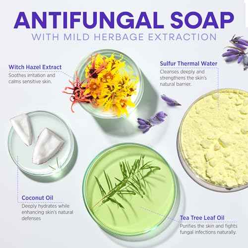 Hermon Antifungal Soap with Tea Tree Oil: Antifungal Bar Soothing Care & Relief of Itchy for Ringworm Jock Itch Tinea Versicolor Athletes Foot - Body & Face Wash - Lavender