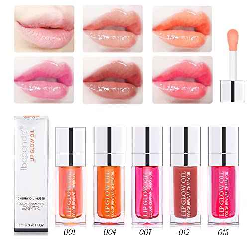 Rosewood Hydrating Lip Glow Oil, Moisturizing Gloss, Plumping Oil, Non-Sticky Long Lasting Gloss, Transparent Tinted, Reduces Lip Lines