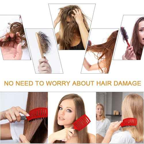 Voremy Magical Brush Detangler, Ultra Detangling Brush, For Wet Or Dry Detangling HairBrush For Men, Women And Kids, Fast Drying Styling Massage curved Hairbrush (Rainbow-A)