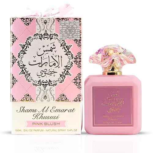 Ard al Zaafaran Pink Blush Shams Al Emarat Khususi, Marshmallow Blush Perfume For Women, Eau de Parfum - 100 ML (3.4 OZ) Romantic & Sweet Arabian Perfume - A Captivating Scent wrapped in Pink Bottle