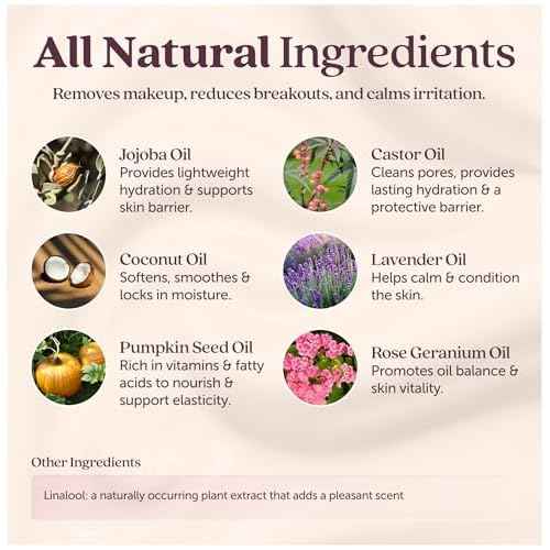 Cosmette Dreamy Deep Cleansing Oil Blend for Sensitive Skin, Vegan Makeup Remover & Facial Pore Cleanser - Jojoba, Coconut, Castor, Pumpkin & Lavender - Gentle, Hydrating, Natural Skincare, 1.7 FL Oz