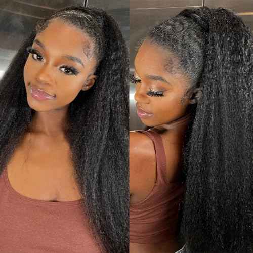Knotless Pre-Separated Crochet Hair Extensions Kinky Straight 100% Human Hair Feather Crochet Braid Hair Extensions Natural Color 16Inch 120g