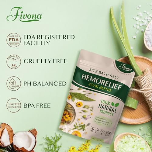 Hemorrhoid Treatment Sitz Bath Salt - Natural Soak Blend Epsom Salt with Essential Oils, Postpartum Recovery and Discomfort Relief, Perineal Care Soaking for Fissures and Bartholin Cysts - 14.1oz