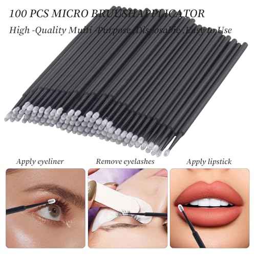 300 PCS Eyelash Extension Supplies Kit, Disposable Lash Spoolies Brushes Micro Swab Brushes Mascara Wand Lip Brushes for Eyelash Extension Tattoo Lipstick Applicator£¨Black Rainbow£©