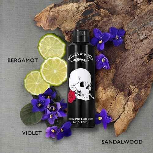 Ed Hardy Skulls & Roses Men's Deodorant & Fragrance Body Spray, 6 oz