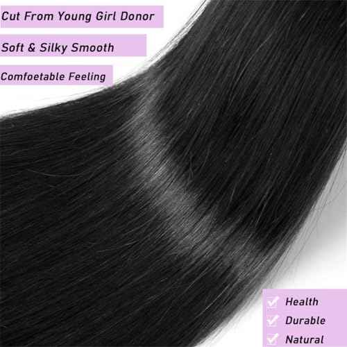 Beautymoon 12A Human Hair Bundles Straight 3 Bundles Human Hair 22 24 26 Inch 100% Unprocessed Brazilian Virgin Hair Straight Weave Bundles Double Strong Weft