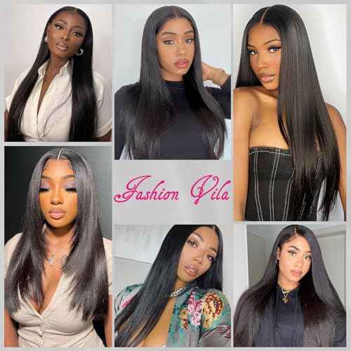 Straight Bundles Human Hair 32 Inch One Bundles 10A Brazilian Bundles Human Hair 100% Unprocessed Virgin Remy Hair Natural Black Bundles Weave Hair Extensions for Black Women Double Machin Weft