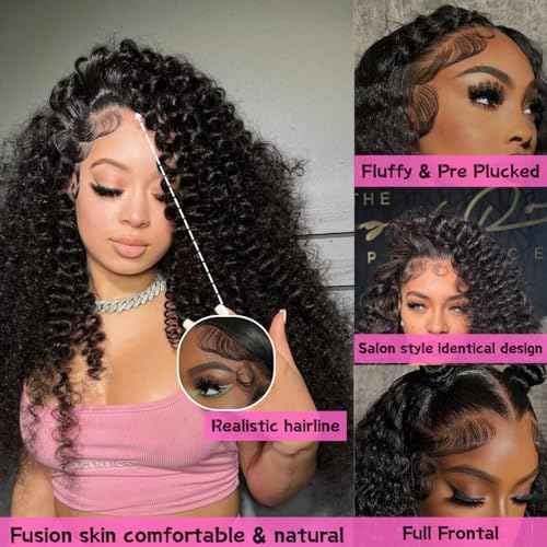 22 Inch Deep Wave Lace Front Wigs Human Hair 13x6 HD Lace Front Wigs Pre Plucked 200% Density Glueless Wigs with Baby Hair Deep Curly Wig for Women