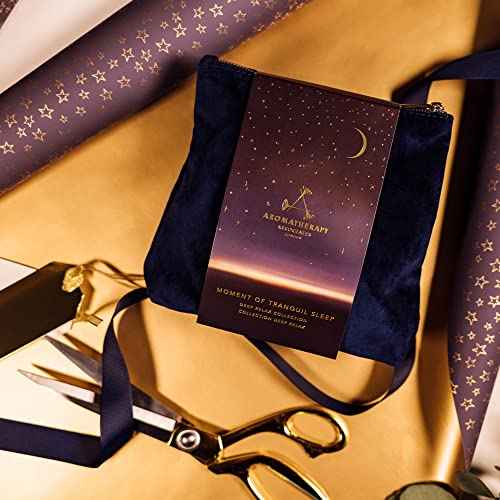 Aromatherapy Associates Moment of Tranquil Sleep. Luxurious Gift Set Includes Deep Relax Bath & Shower Oil, Sleep Mist, Candle Votive, Eye Mask and Lush Velvet Bag (1 Count)