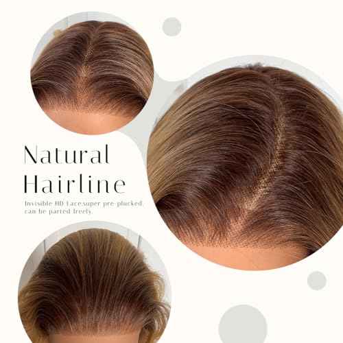 BlackSwern T1B/27 Ombre Honey Blonde 13x6 Synthetic Lace Front Wig,HD 13x6 Lace Frontal Wig Brown To Honey Blonde Pre-Plucked,26inch Body Wave Wigs 200 Density,Pre-Plucked PLUS 1.5¡¯¡¯ Hairline
