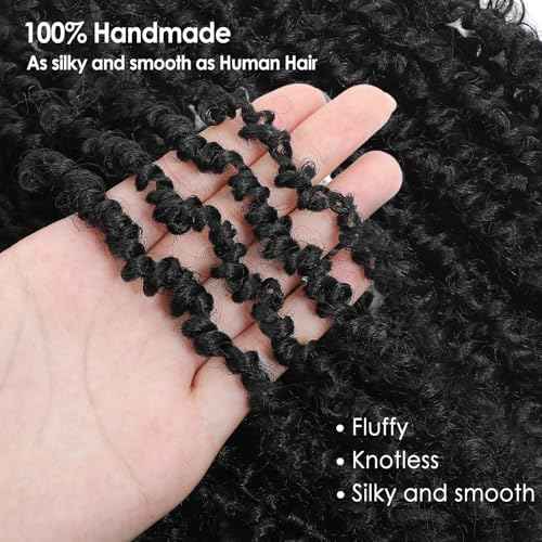 Yanky Twist Crochet Hair - (8+10+12inch)*3,Total 9 packs,Natural Black,Pre-Looped Yankee Twist Mini Passion Twist,Pre-Twisted Micro Spring Twist,Boho Senegalese Twist Crochet Hair with Curly Ends(1B#)