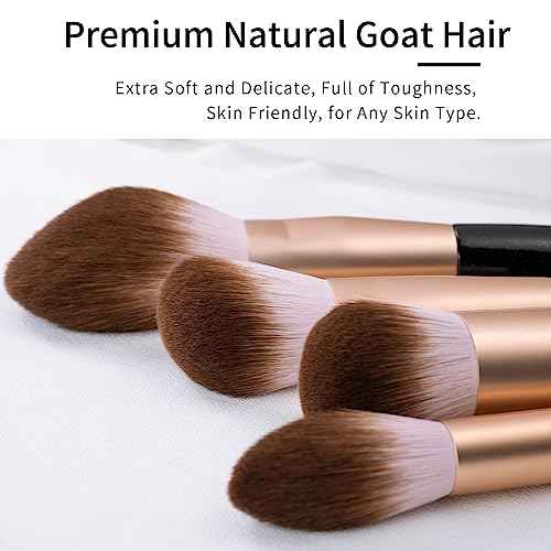 Elegant Natural Goat Hair Makeup Brush Set with Gift Box, Natural Hair Makeup Brushes Set Professional, Make up Brushes Set Professional, Natural Makeup Brushes, Cosmetic Brushes Makeup Set.