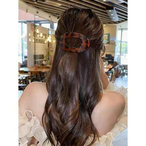 AWAYTR Flat Hair Clips For Women Lay Flat Claw Clip for Hair 6Pcs Large Hair Claw Clips for Driving Yoga (Leopard Series + Brown Series)