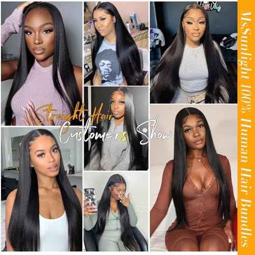 15A RAW Virgin Human Hair Bundle 100% Unprocessed Brazilian Straight Human Hair Extensions Weave Bundles NO.1 Quality One Direction Cuticles Raw Hair Extension Can Be Dyed Bleached Thick Ends 28 Inch