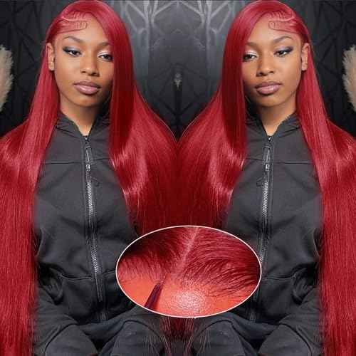 99j Burgundy Glueless Wigs Human Hair 9x6 HD Lace Front Wigs Human Hair 200% Density Straight Glueless Wigs Human Hair Pre Plucked Pre Cut wigs for Black Women 26 inch
