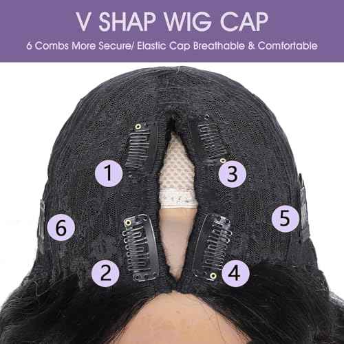 OQ Hair V Part Wig Human Hair Afro Curly Upgrade U Part With Adjustable Drawstring 180% Density V Shape Clip In Half Wig For Women Natural Color 16 Inch