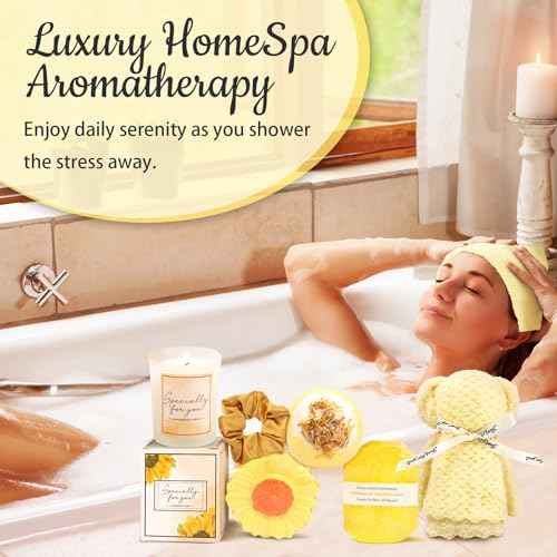 Birthday Gifts for Women, Sunflower Self-Care Package, Sending Sunshine Get Well Gifts for Women, Her, Sister, Mom, Best Friends, Unique Spa Basket Perfect for Christmas, Valentine's, Mother's Day