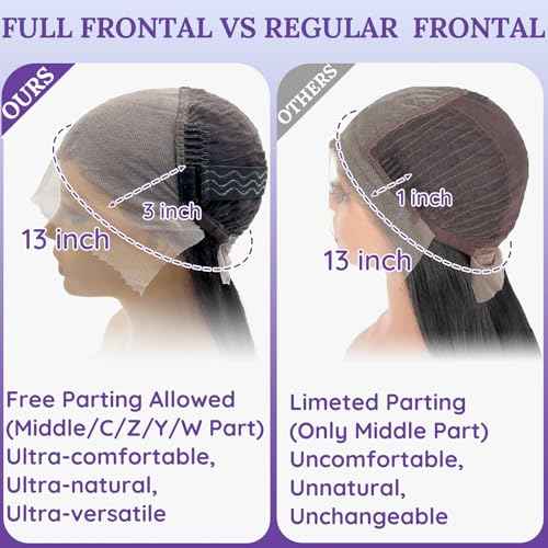 13x6 Lace Front Human Hair Wig, 100% Human Hair 180 Density, HD Lace Frontal Wig, Pre-Plucked Glueless Wigs, 32inch