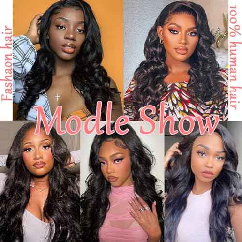 Bundles with Closure Human Hair (20 22 24+18) Body Wave 3 Bundles with 5x5 HD Closure 100% Human Hair 12A Unprocessed Virgin Hair Natural Black
