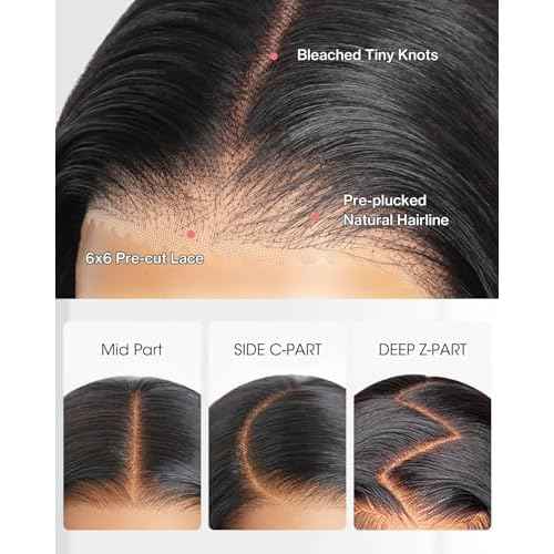 Face-Framing Layered Curtain Bang Glueless Wigs Human Hair Pre Plucked Pre Cut HD Lace Front Wigs 6x6 Ready to Wear Butterfly Haircut Closure Wig Human Hair with Curtain Bangs 16 Inch